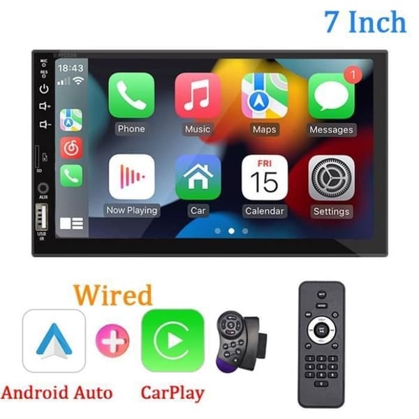 7\" Bilradio - PRUMYA - Android Carplay Multimediaspiller - HD Touchscreen - Bluetooth 2.0 - Dobbel-DIN