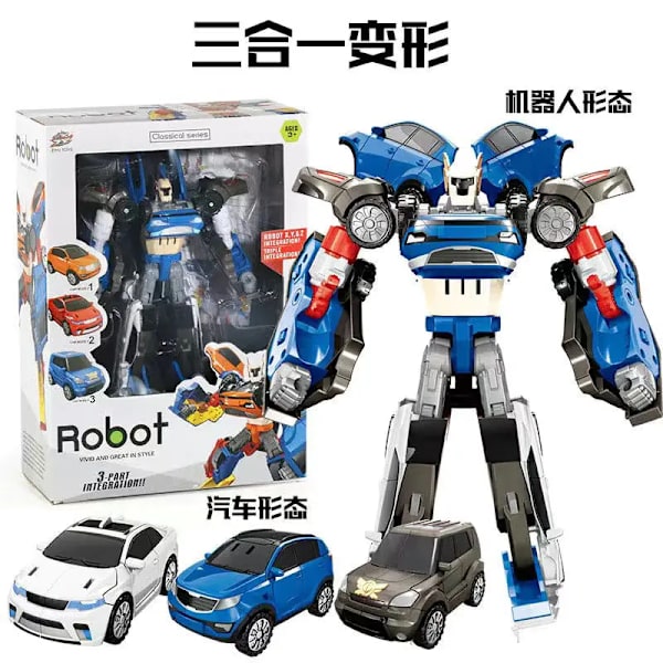 3 In 1 Tobots Transformation Robot Korea 2 In 1 Cartoon Brothers Anime Deformation Bil Flygplan Leksaker för barn Julklapp 1 without box