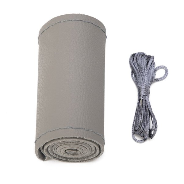 (Ljusgrå) Rattskydd för DIY-billäder Fläta på ratten Cover med nål och gänga Inredningstillbehörsatser Llight gray