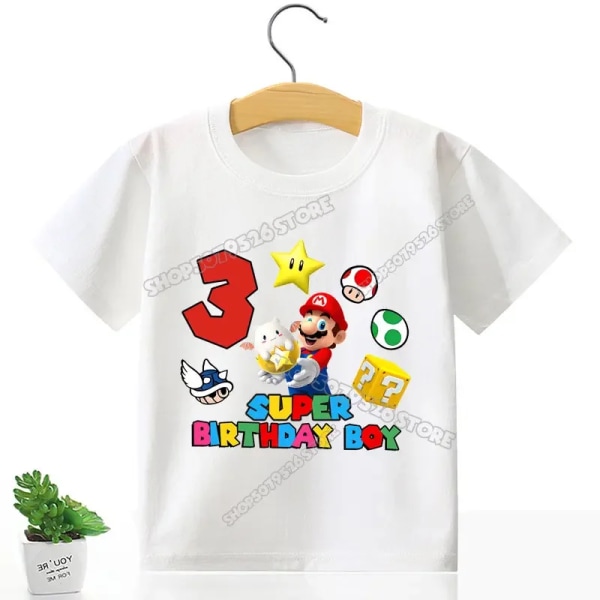 Marioment Number T-shirt för pojke Födelsedagskläder Barn Bomullströjor Toppar Spel Tecknad Sommar Digital Baby Tee Shirt white-MLA1254 100