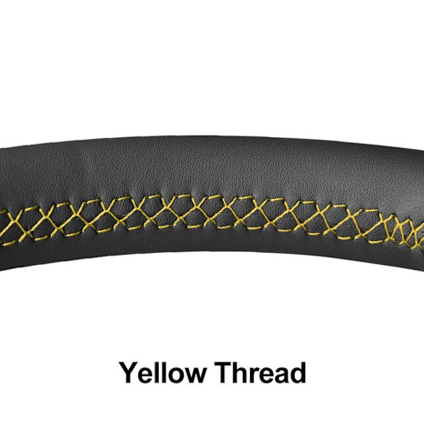 (Gul tråd)Beige konstläder Handsytt halkfritt cover för Fiat 500 2007-2015 500e 2014-2018 500C 2014-2017 Yellow Thread