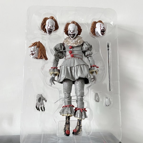 Med LED-ljus NECA Stephen Kings Pennywise Joker Clown PVC Action Figur Modell Leksaker Skräckdocka Collection Present för barn B No box