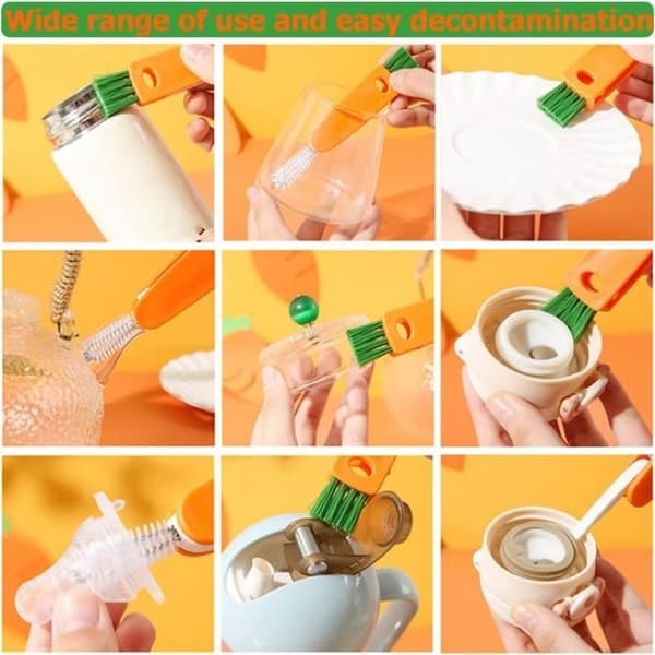 Rengöringsborste - Ej specificerad - 8-pack - Multifunktionell - Miniborste - Orange