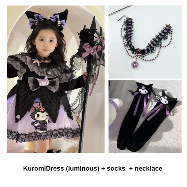 Anime Kawaii Sanrios My Melody Kuromi Lolita Barn Prinsessklänning Bekväm Söt Söt Tjej Tutu-kjol Toddler Födelsedagskläder Kuromi 20 130 cm