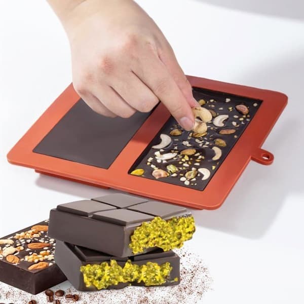2 dybe silikonechokoladeforme, chokoladetabletform, non-stick silikonechokoladeform til fyldning
