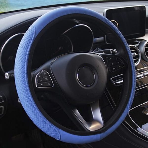 (20201129-BL)Car Auto Universal rattkåpa Cover Mikrofiber Andas Anti-Slip Cover 15''/38cm Case 20201129-BL