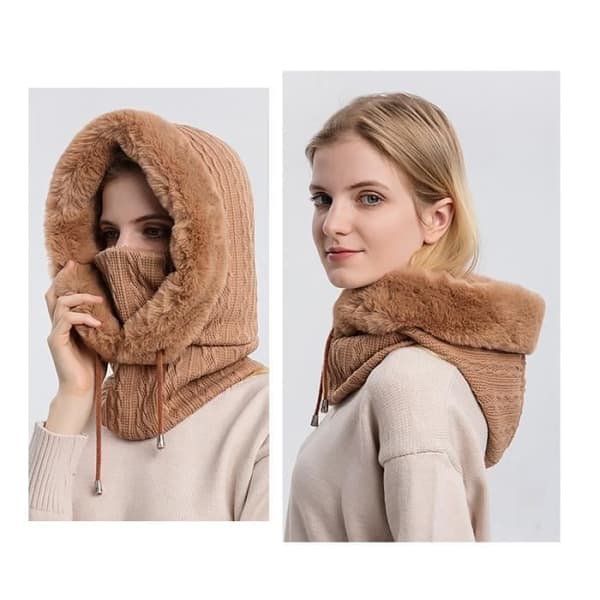 Vinter Balaclava til Kvinder - LEOCLOTHO - Elastisk Halsedisse Hue - Gul - Polyester YELLOW khaki