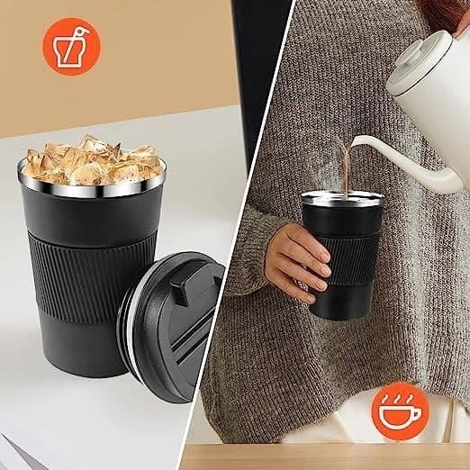 (Sort) Kaffekrus - Isoleret - Rustfrit stål - Lækagesikker - Sort - 17*7CM black