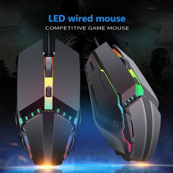 Gaming Mouse, USB Kablet Optisk Gaming Mouse med Optisk LED, 6 Knapper til Laptop, PC (Sort)
