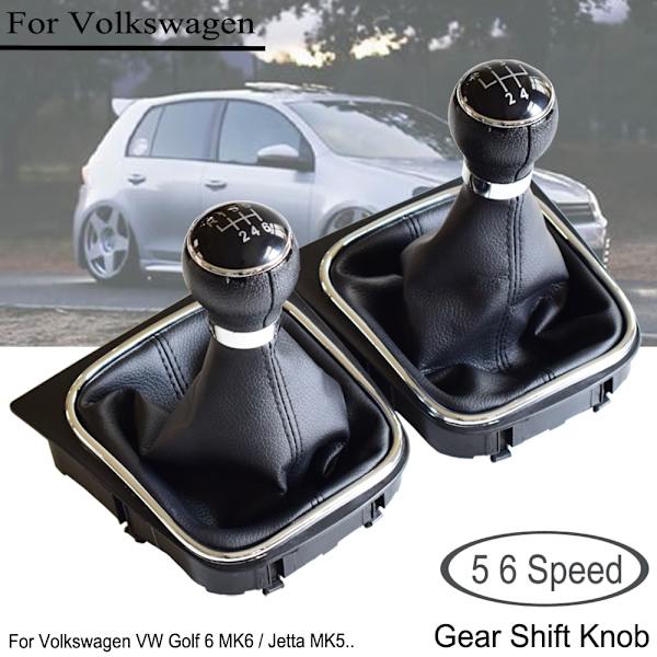 BRA Frakt Bilväxlingsrattar Täckt läderknopp med gaitor för VW Volkswagen GOLF 6 VI MK6 Jetta 5 Golf 5 V MK5-6Speed-boot 6Speed-boot