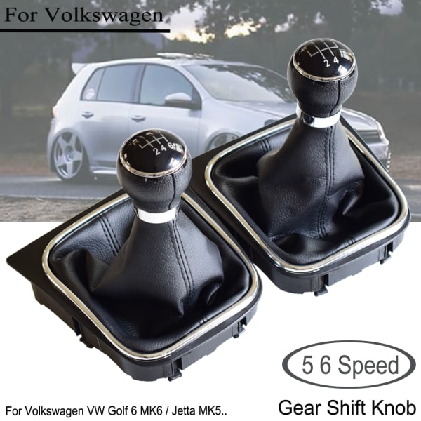 BRA Frakt Bilväxlingsväxelknoppar Täckt Läderknopp Med Gaitor För VW Volkswagen GOLF 6 VI MK6 Jetta 5 Golf 5 V MK5-5Speed-boot 5Speed-boot