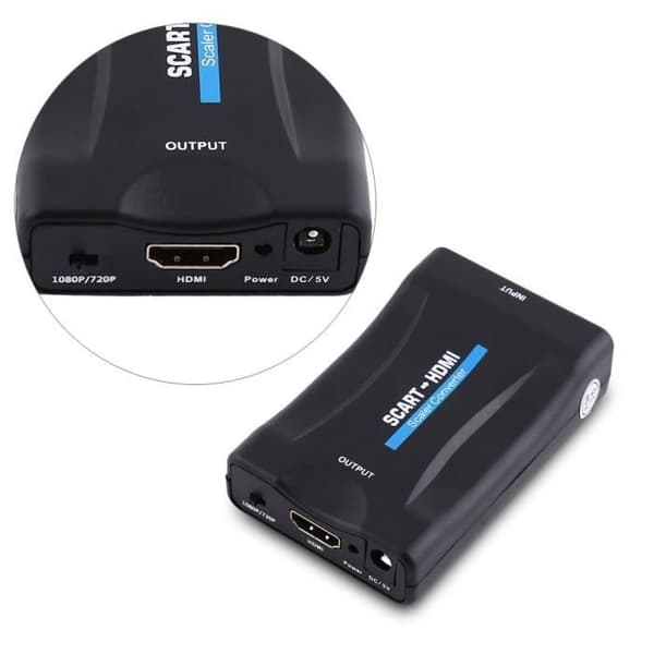 Scart–HDMI-videomuunnin Scart–HDMI-sovitin, Plug and Play ABS musta TV TUN30:lle