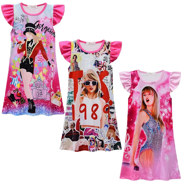 Taylors The Swifts The Ears Tour Flickor Klänningar Kläder Flickor Kortärmad Pyjamas Klänning Barn Nattlinne Sovkläder Födelsedagspresenter Taylors Swifts 1 110