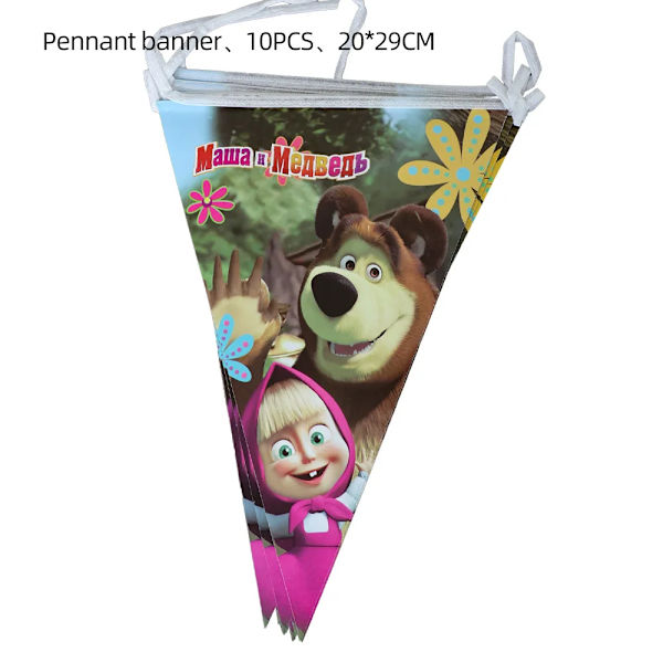 Tecknad masha och björn Tillbehör för födelsedagsfest Engångsservis Papperskopp Tallrik Servett Baby Shower Födelsedagsdekoration BPLZ-50PCS