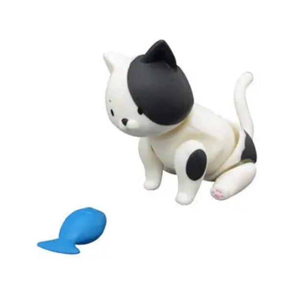 6 cm ny Original docka 7 leder Kattdocka leksak Kan äta fisk katt Lovely Pet shop djur actionfigur små dockleksaker E