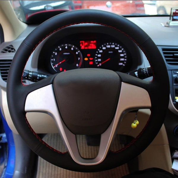 (röd linje)Biltillbehör Äkta läder Cover För Hyundai Solaris i25 i20 Accent 2009-2014 sedan halvkombi red line