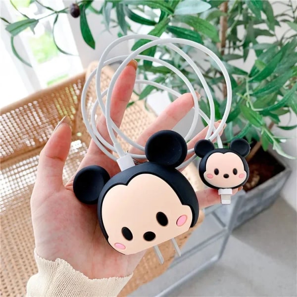 Disney Anime Figures Mickey Minnie Spiderman Alien Mike IPhone 13 5/18/20W PVC-laddarhuvud Cover Födelsedagspresenter 15 Charger Protective