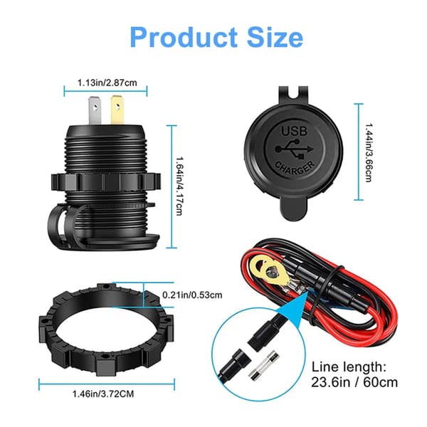 12V/24V Triple Porte 68W USB-C Multipel Biloplader Socket PD3.0 3USB QC3.0 Porte Med Touch Switch Hurtig Biladapter