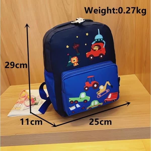 Rygsæk - Børn - Traktormønster - Polyester - 25x11x29cm - Blå Blue
