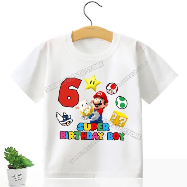 Marioment Number T-shirt för pojke Födelsedagskläder Barn Bomullströjor Toppar Spel Tecknad Sommar Digital Baby Tee Shirt black-MLA1254 130