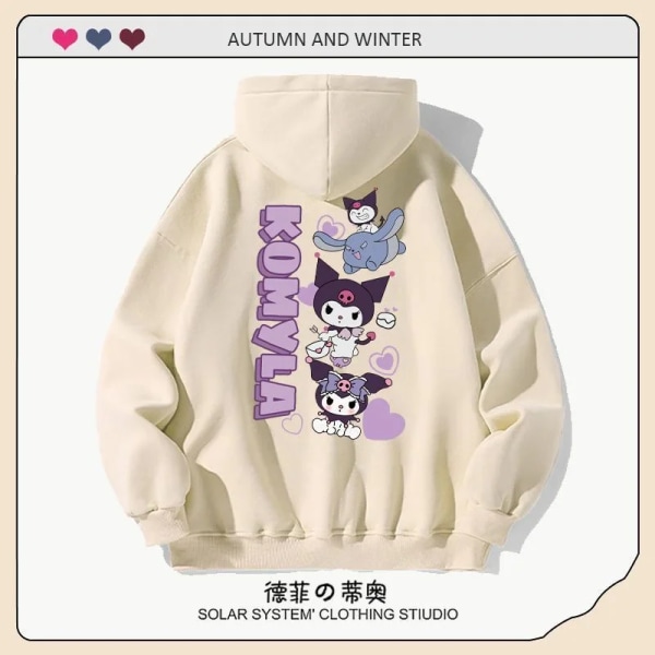 Ny Miniso Sanrio Kuromi huvtröja dam Y2K printed långärmad tröja Sweet Girl Pullover Kläder Present 1 XL 60-70kg