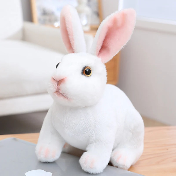 20cm Simulering Söt kanin plysch päls Realistisk Kawaii Djur Påskhare Kanin Leksak Modell Present Heminredning 20cm dun white cui