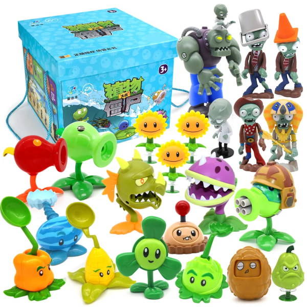 Ny roll PLANTER VS ZOMBIES 2 PVZ Leksaker Full Set Present till pojkar Boxpackade barndockor Action Figur Modell Presentkarta 22 role set