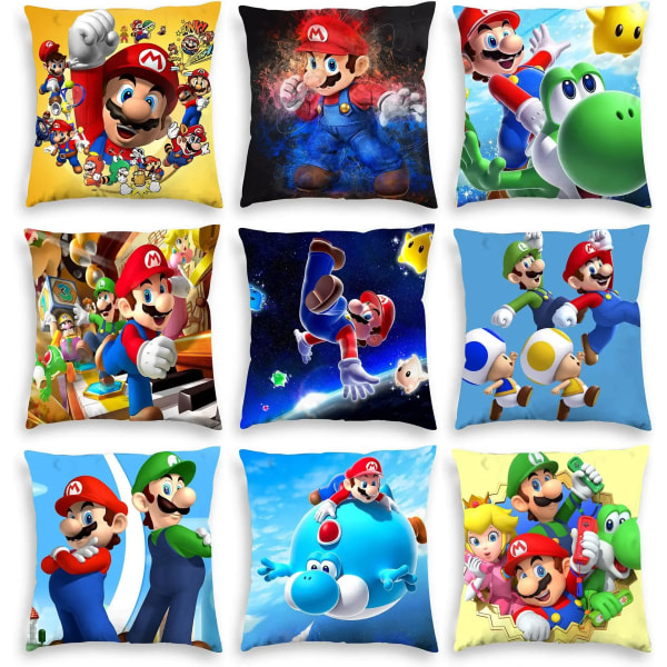 45*45 cm Super Mario Bros Fyrkantigt Örngott Yoshi Luigi Tecknad Anime Figur Hem Kort Floss Kudde Dekoration Barn Julpresent 4