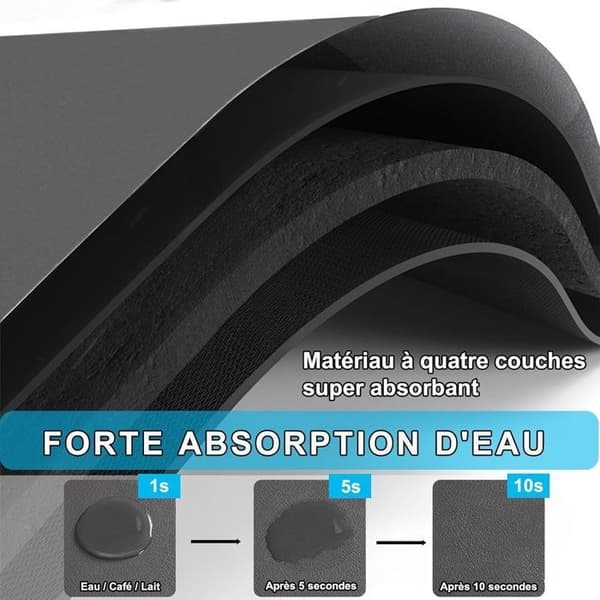 Oppvaskmatte, 50x40 cm Superabsorberende kjøkkenmatte, absorberende oppvaskmatte, mørkegrå
