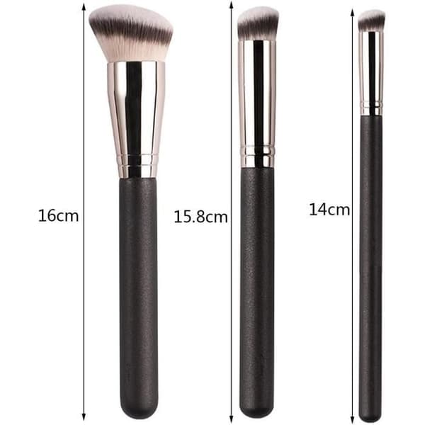 3 stk. Foundationbørste, Concealerbørste, Professionel makeupbørste til ansigtsmakeup