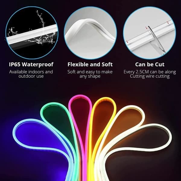 (Fargerik) LED-stripe - RGB - 1M - Silikon - Bluetooth - IP65 Vanntett Colorful