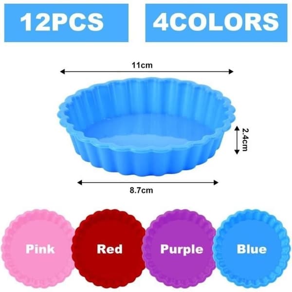 12 stk. silikone tærteform mini quicheform non-stick tarteletform kageforme bageforme til cheesecakes