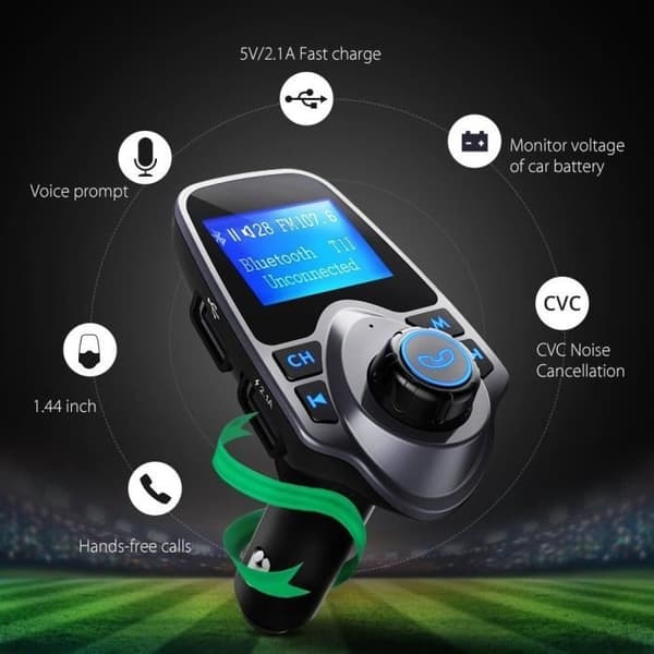 Bluetooth FM-sender Bil FM-sender Bilsæt Håndfrit med USB Audio MP3-afspiller til iPhone, Android-telefoner