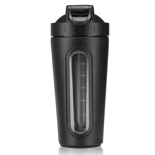 TEMPSA 700ML Protein Shaker Vattenflaska Mixer med Läcksäkert Lock, Svart, 700ml