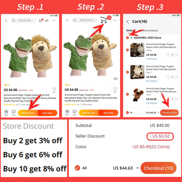 Djurplyschdocka Mjuka fyllda leksaker Lejon Elefant Hund Dinosaurie Haj Varg Anka Kawaii Handfingerdocka För Baby Barn Flickor Snake