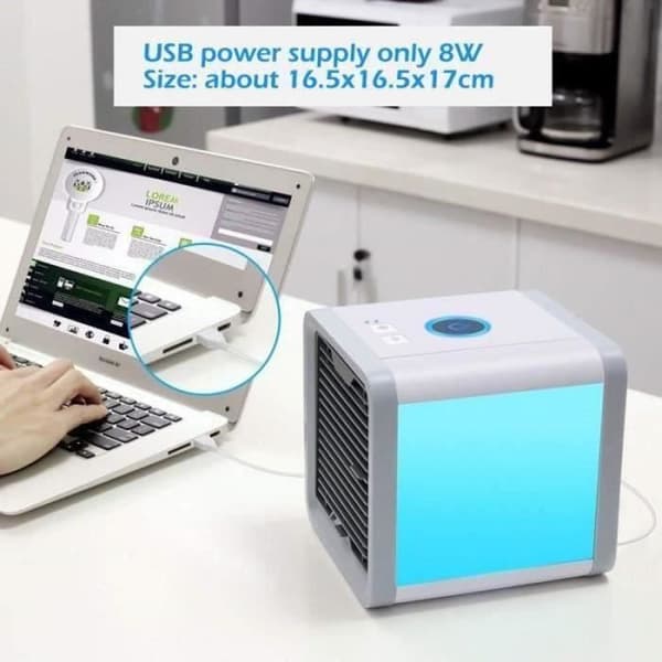 3 i 1 Mini Luftkøler Luftfugter USB Bærbar Kold Luft Ventilator med LED til Hjemmekontor Camping