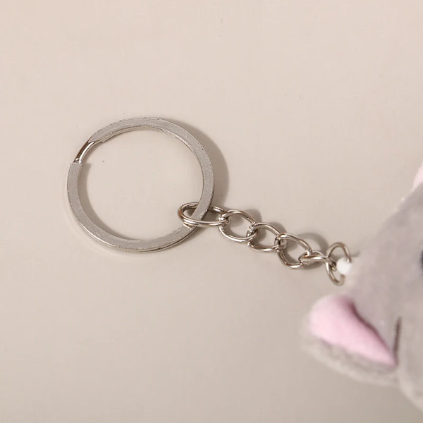 Härlig lång katt plysch docka leksaker mjuka mjukisdjur Nyckelring Ryggsäck hänge för barn Flickor Födelsedagspresenter Gray