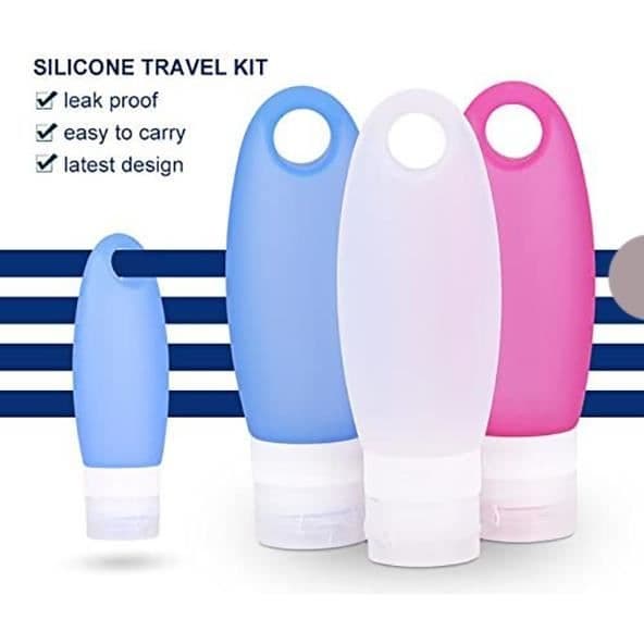 Reseflaskor, Silikonflaskor - BPA-fria, TSA-godkända för flyg - För schampo, lotion