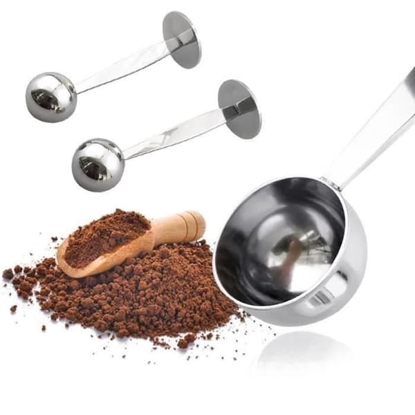 Kaffekværn, 2 i 1 kaffemåleske i rustfrit stål med holder, espressokaffe -