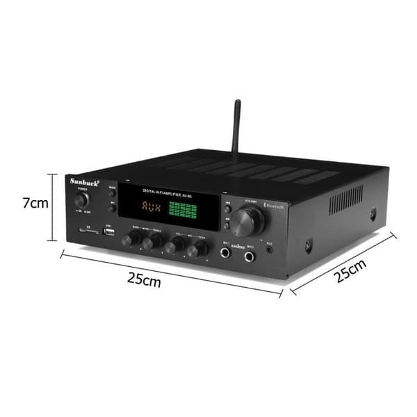 x 200W Stereo Forstærker-Tuner Bluetooth Phono Input Auto 2 Zoner 5 HDMI Kalibrering