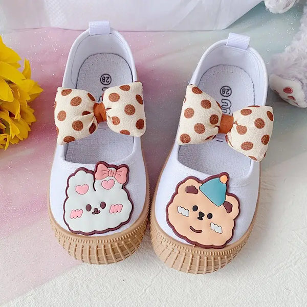Sanrios Kuromi Cinnamoroll My Melody Pompom Purins Tecknad Söta barn\\\\'s Canvas Skor Dagis Barn Inomhus Vita skor Bear 2 26-16cm