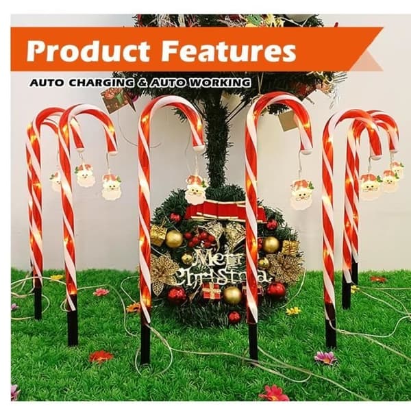 8 kpl Candy Cane -valosarja: Valaistu Candy Cane, 8 tilaa joulukoriste