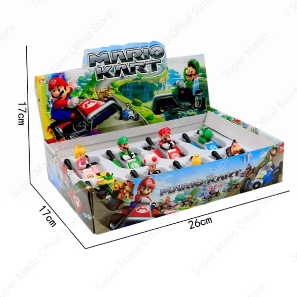 8 st/lot Super Mario-serien Leksaksbilsmodell Glidande Racingbilar Tecknad filmkaraktär Anime Figur KARTING Samla leksaker Presenter 8pcs cars with box