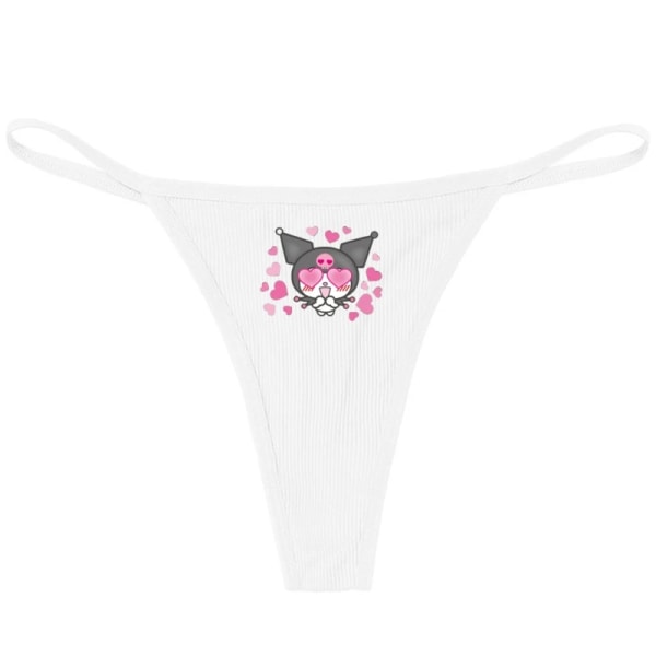 Hellokitty Ren bomull Tunn rem Sexig stringtrosa Låg midja Sömlös Anime Cartoon Kuromi Underkläder för kvinnor Enkla ribbade T-byxor GREY 1 M