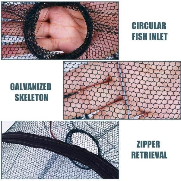 Fiskfälla - Ospecificerad - 50 x 20 cm - Vikbar - Matpåse Ingår - Slitstark Nylon