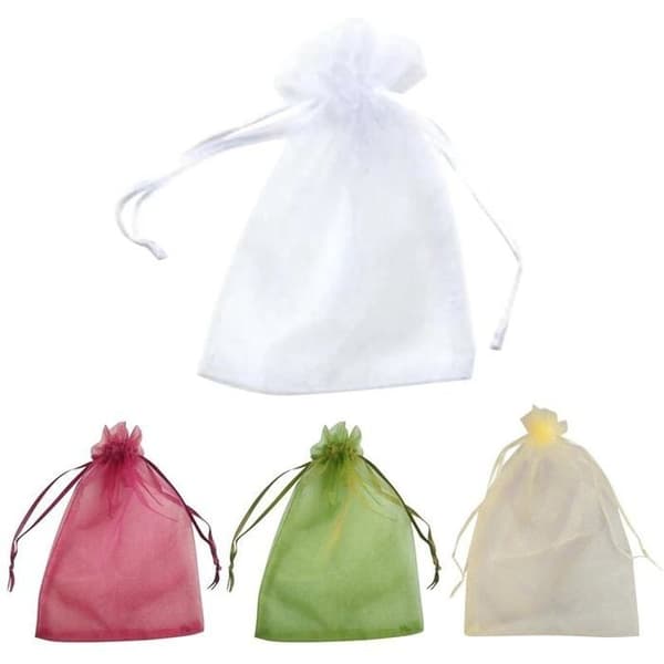 (Vit) Fruktskyddspåsar - Vit - Förpackning med 100 - 20 x 30 cm - Organza - Dragsko White