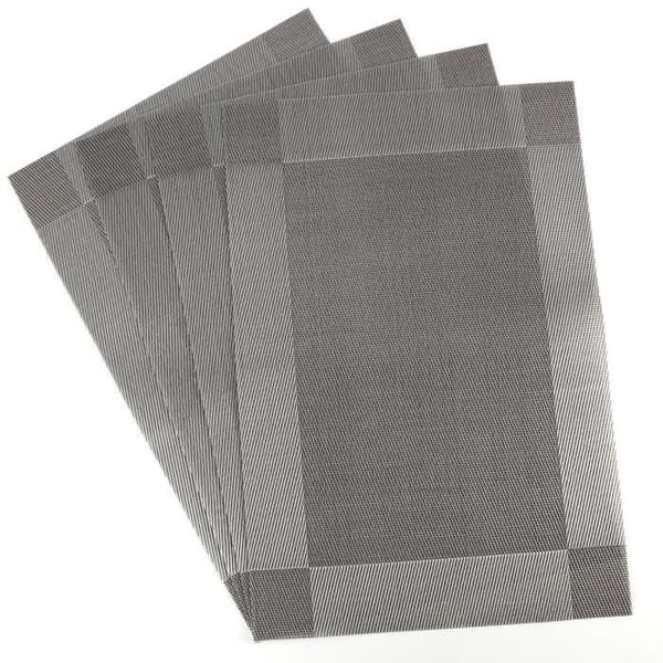 4 kpl PVC-tabletti, kudottu vaikutelma, 45 x 30 cm, harmaa