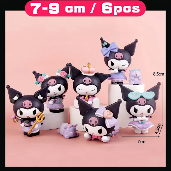 #2 SANRIO Toys My Melody Dolls Kawaii Figurine Blind Box Heminredning Japansk Söt Julklapp Anime Cartoon Collection No.9 Kuromi 7-9cm 1 Set no box