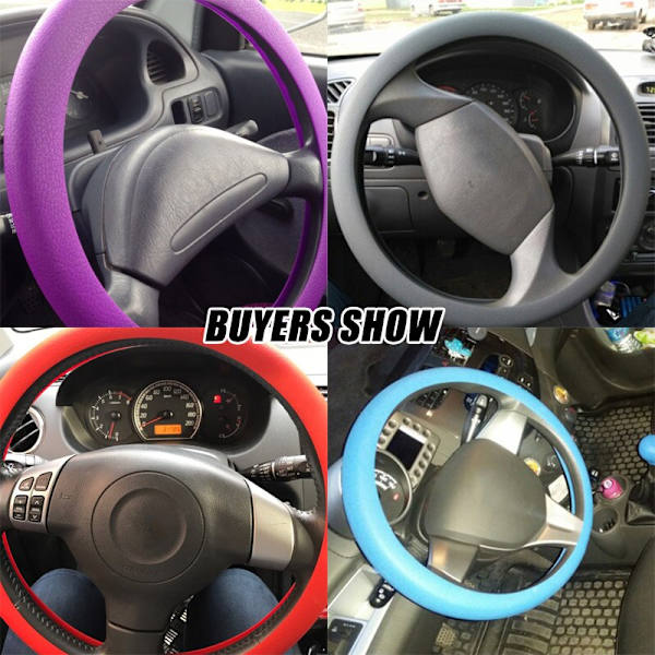 (GRÅ)Bil Auto Silikon Ratt Cover Läder Textur Mjuk Multi Universal Skin Mjuk Silikon Cover GRAY