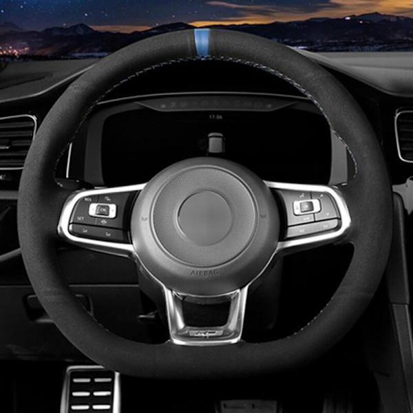 (Stil 7) DIY handsydd kolfiber svart mocka cover för Volkswagen Golf 7 GTI Golf R MK7 Polo Scirocco 2015 2016 Style 7
